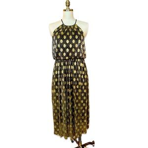Anthropology Confetti Shimmer Halter Midi Dress